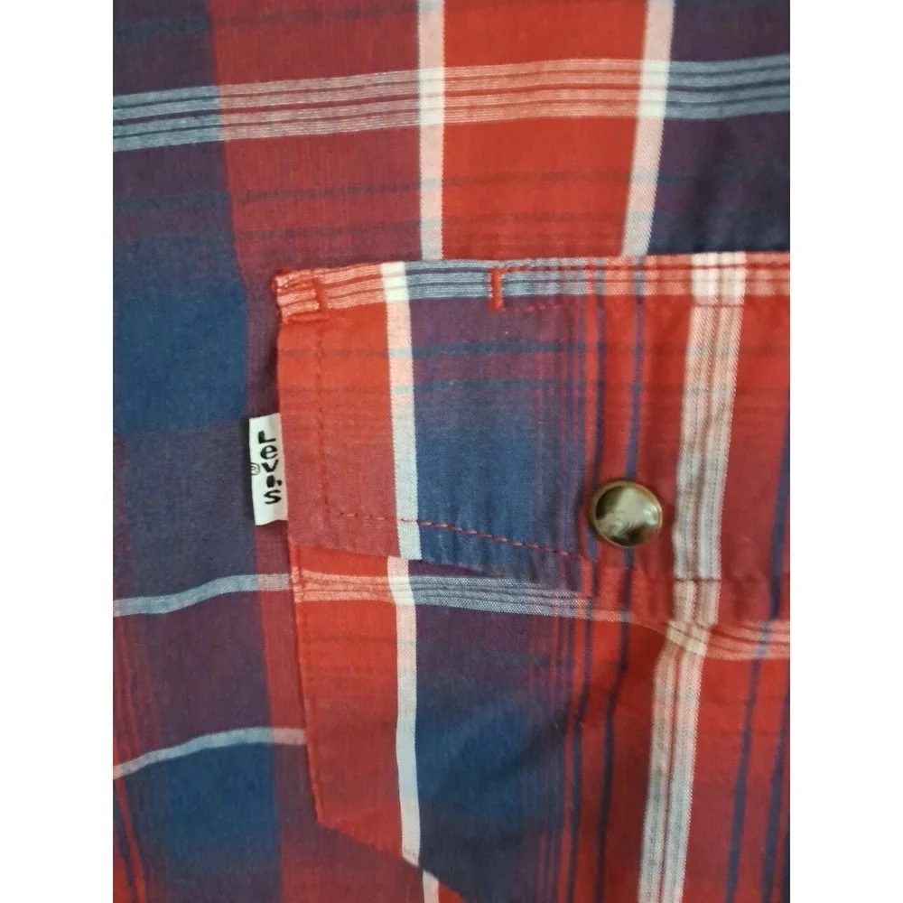 Men's Levi's Modern Fit Plaid Long Sleeve Pearl Snap Button Up Shirt Size Medium